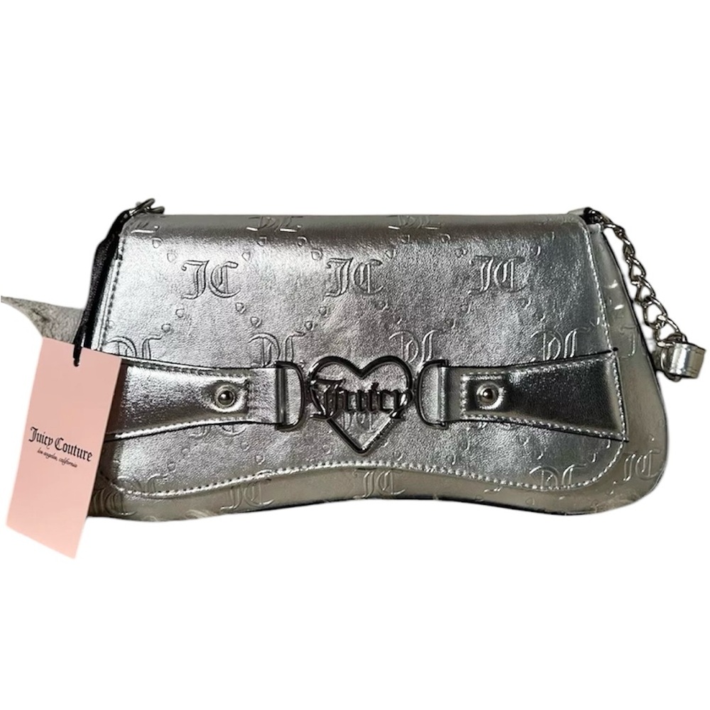 NWT Juicy Couture Only Juicy Flap Shoulder Bag - Silver $79